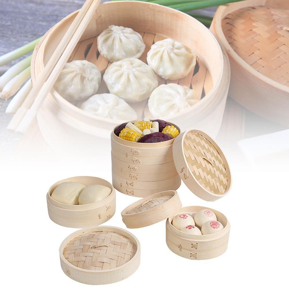 Steamer Bamboo Set - Çin Mantıları Mutfak Seti Kapaklı Sepet