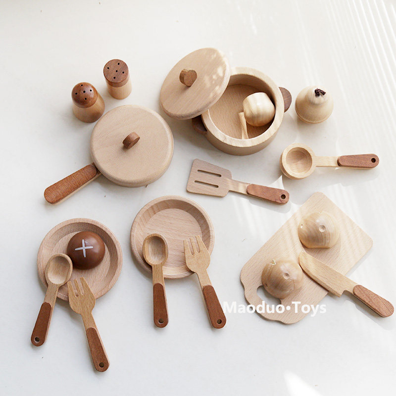 Home Cooking Set - Maoduo Oyuncaklar Kayın Ahşap Çocuk Mutfak