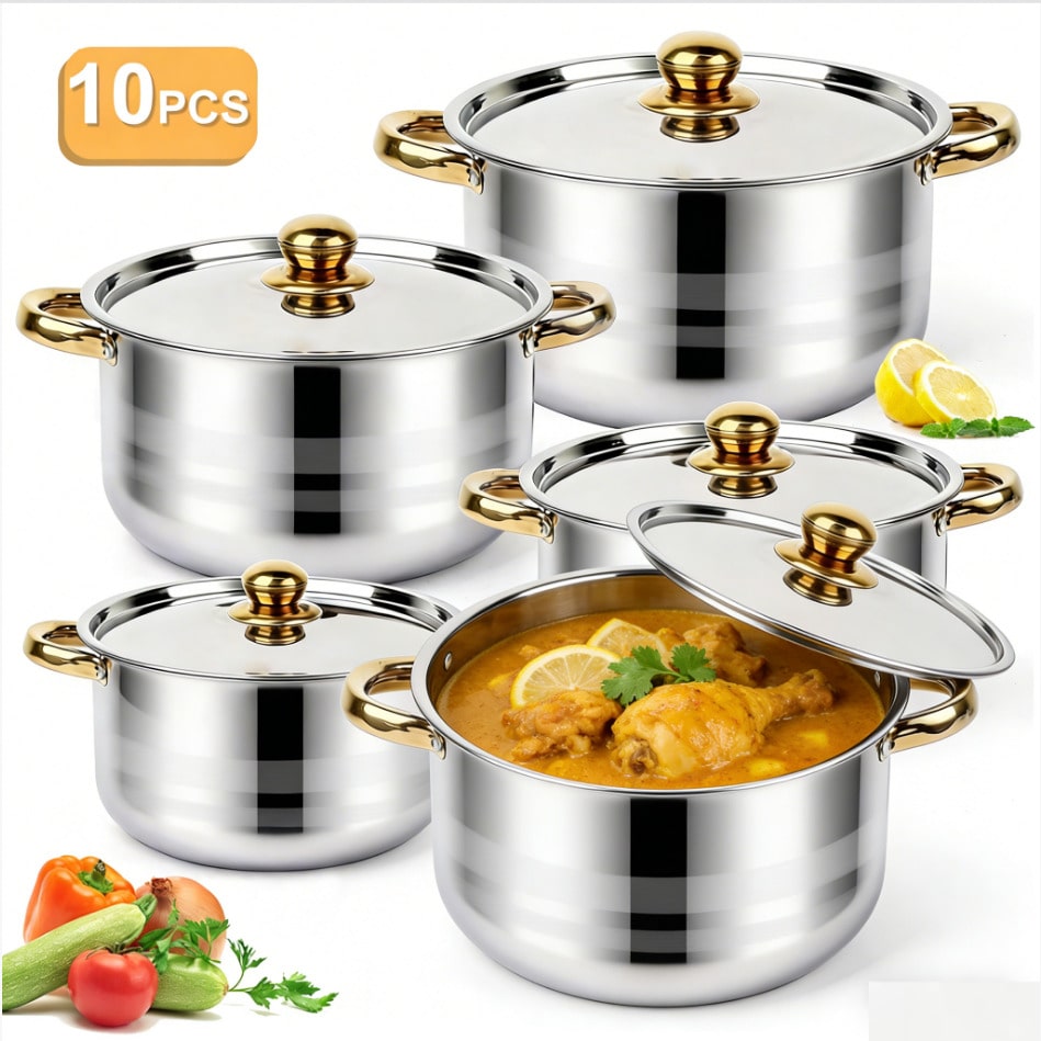 Home Cooking Set - Paslanmaz Çelik Tencere Seti Modern Lüks